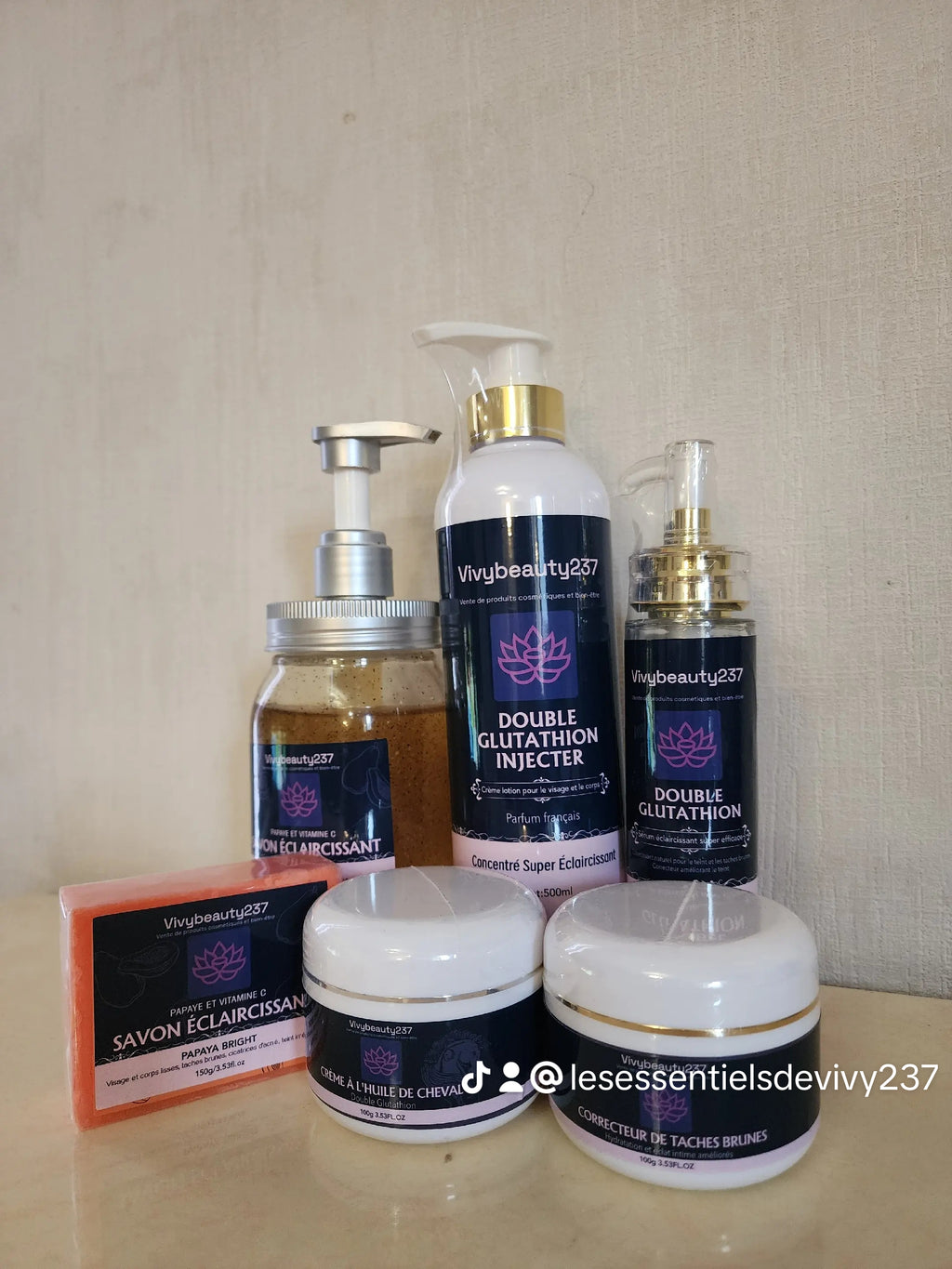 Gamme de soins pour la peau Double Glutathion super Éclaircissant, 500ml,500ml,100g, 100g,100ml,150g