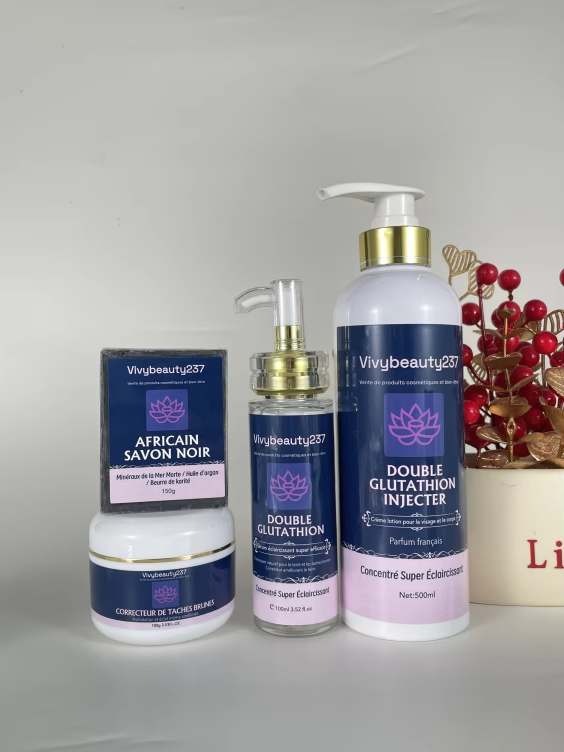 Kit de soins de la peau anti âge éclaircissant double Glutathion